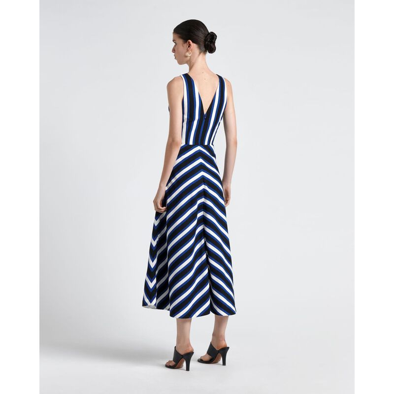 Cue Linen Blend Bold Stripe Midi Dress image number 1